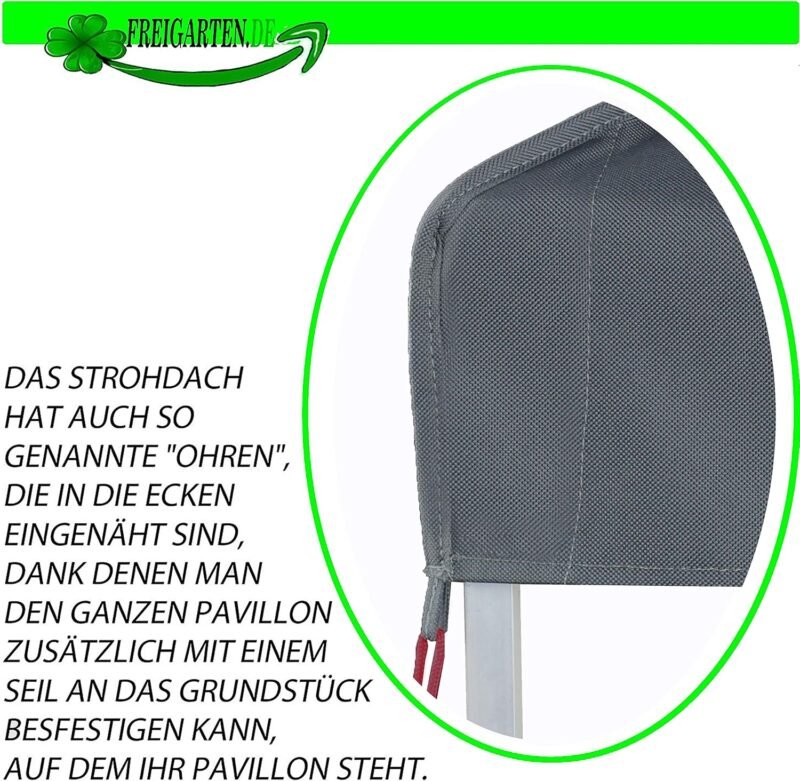 freigarten.de Techo de repuesto para cenador de 3 x 3 m, resistente al agua. Material: PVC suave de Panamá de 370 g/m², extrafuerte, modelo 2 (antracita) - Imagen 3