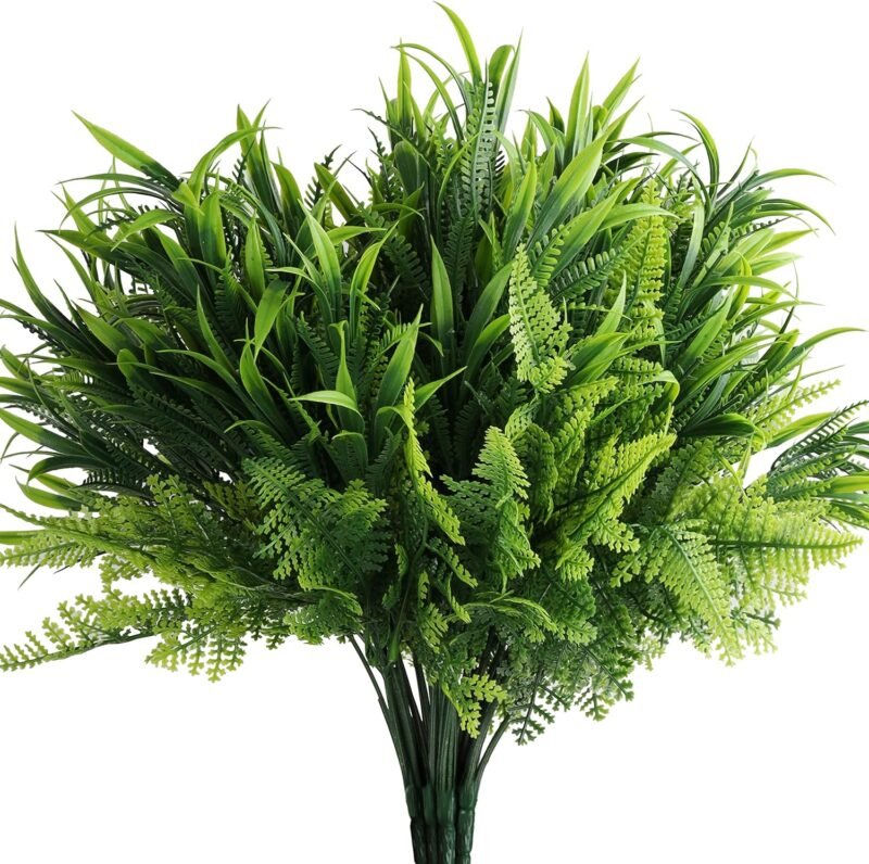 BELLE VOUS Plantas de Plastico Verdes (Pack de 6) Plantas Artificiales Decorativas para Interior/Exterior Colgantes - Follaje Hojas Verdes Artificiales, Hogar, Jardín, Cesta Colgante, Bodas, Oficina