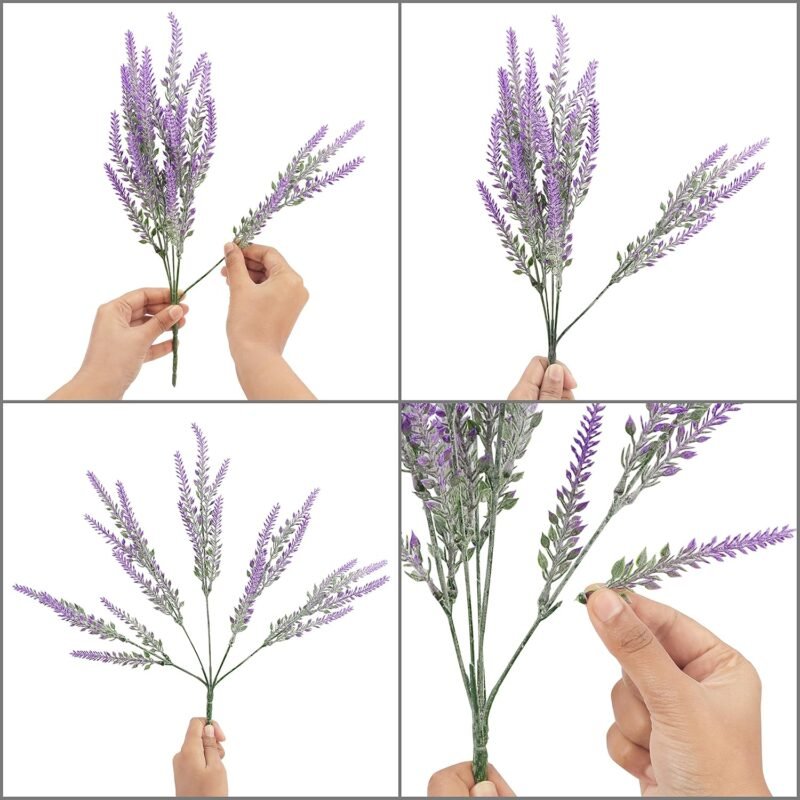 BELLE VOUS Pack de 12 Ramos de Lavanda Flores Artificiales Planta Lavanda Falsa Plástico Resistente UV para Decorar en Interiores y Exteriores para el Hogar, Jardín, Ramo de Boda, Decorar Ventana - Imagen 4