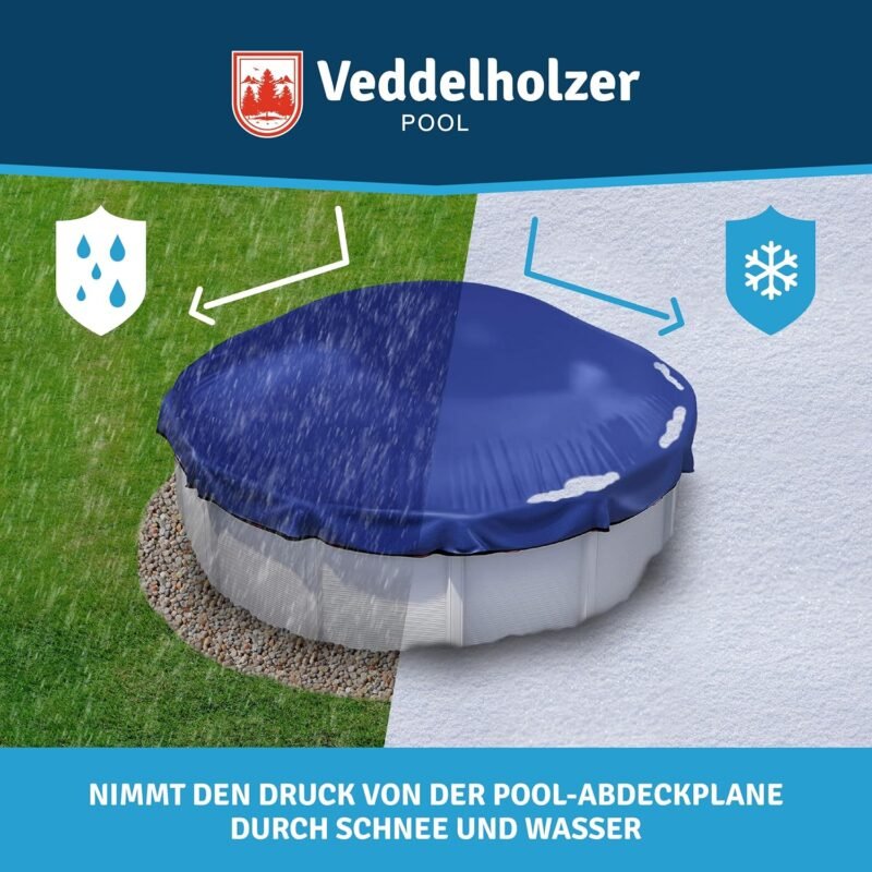 Veddelholzer Cojín redondo XXL de 2 m de diámetro para piscina, incluye cuerda de fijación de 6 m y kit de reparación, cojín de aire para cubierta de piscina. Accesorio de piscina perfecto para cubrir - Imagen 6