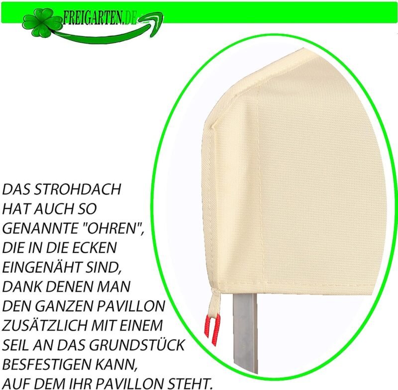 freigarten.de Techo de repuesto para cenador de 3 x 3 m, resistente al agua. Material: PVC suave de Panamá de 370 g/m², extrafuerte, modelo 2 (beige) - Imagen 3