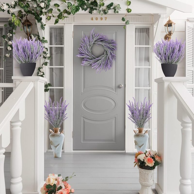 BELLE VOUS Pack de 12 Ramos de Lavanda Flores Artificiales Planta Lavanda Falsa Plástico Resistente UV para Decorar en Interiores y Exteriores para el Hogar, Jardín, Ramo de Boda, Decorar Ventana - Imagen 7