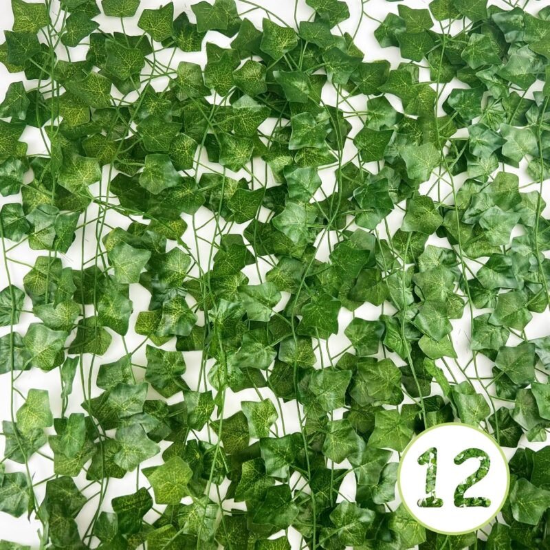 Nutabevr Enredaderas Artificiales(12 Piezas*2.2m),Longitud Decorativa Total de 26.4 Metros de Hiedra Artificial, Plantas Falsas Decorativas para Cocina, Boda, balcón, Oficina, jardín y Fiesta