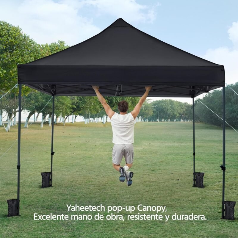 Yaheetech Carpa Plegable 3x3 Cenador Plegable de Jardín Resistente al Agua Carpa de Jardín con Bolsa de Transporte con Ruedas para Exterior Fiestas Camping Negro - Imagen 5