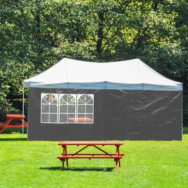 Relaxdays Set 2 Paneles Laterales Carpa, 2x3 m, Cortinas Cenador, con Ventana, Impermeables, Lonas Cierre Pérgola, Gris - Imagen 5