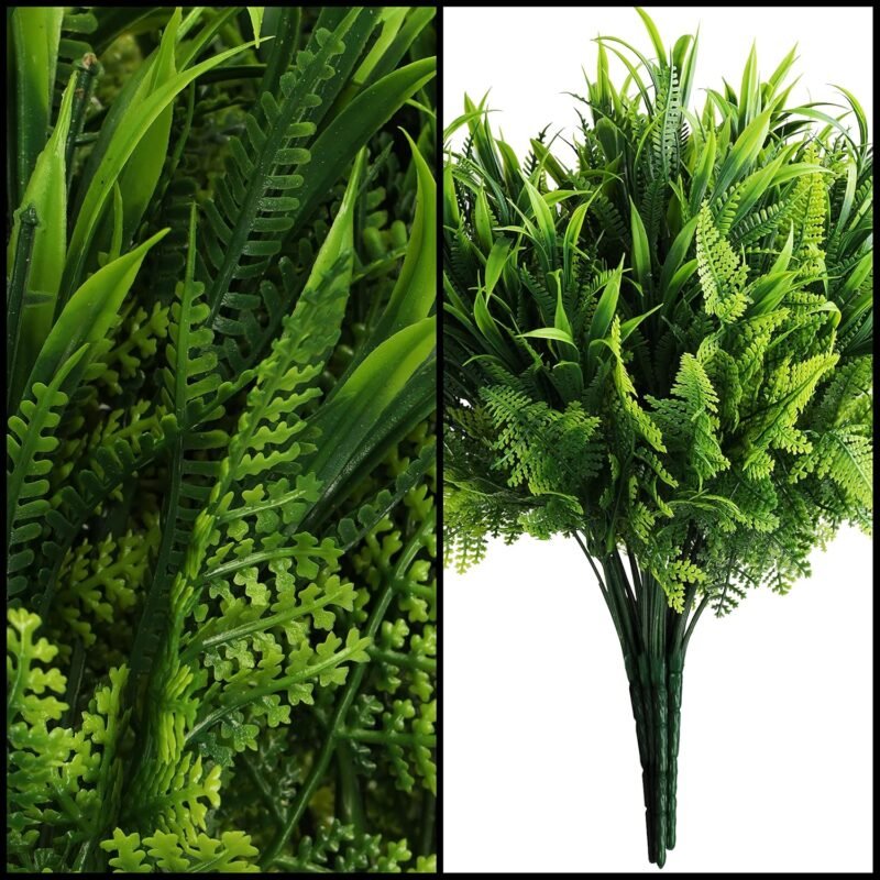 BELLE VOUS Plantas de Plastico Verdes (Pack de 6) Plantas Artificiales Decorativas para Interior/Exterior Colgantes - Follaje Hojas Verdes Artificiales, Hogar, Jardín, Cesta Colgante, Bodas, Oficina - Imagen 8