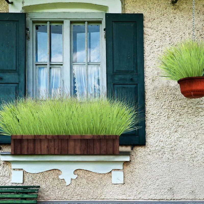 TNSLAND 12 Pezzi Plantas Artificiales Hierba Artificial Exterior Césped Artificial Exterior Hierba de Trigo Protección UV Plantas Artificiales Exterior Césped Decorativo de Jardín - Imagen 5