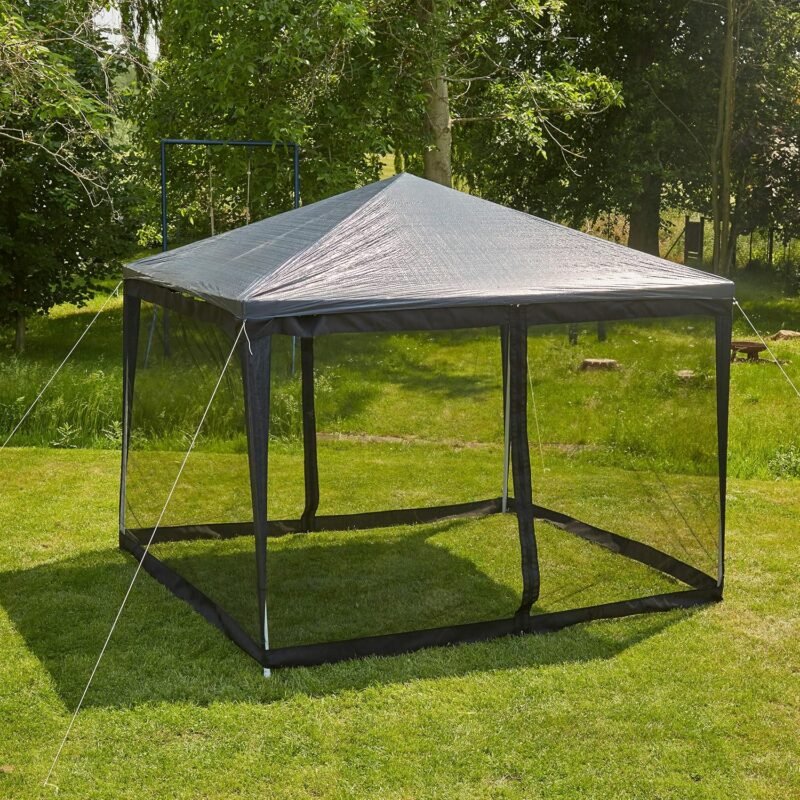 Relaxdays Mosquitera Carpa 3x3 con Cremallera, Tela, 12 m, Negro - Imagen 5