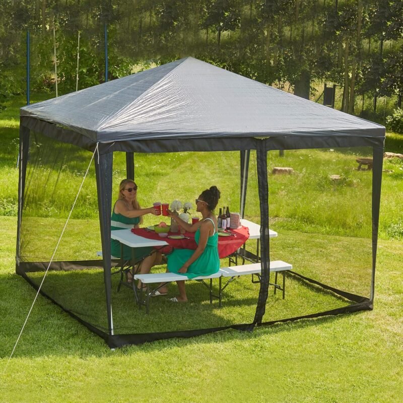 Relaxdays Mosquitera Carpa 3x3 con Cremallera, Tela, 12 m, Negro - Imagen 2